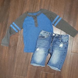 4T shirt and Jean shorts bundle